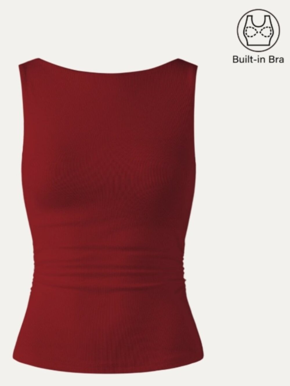 Elastic Open Back Bra Tank - Retro Red